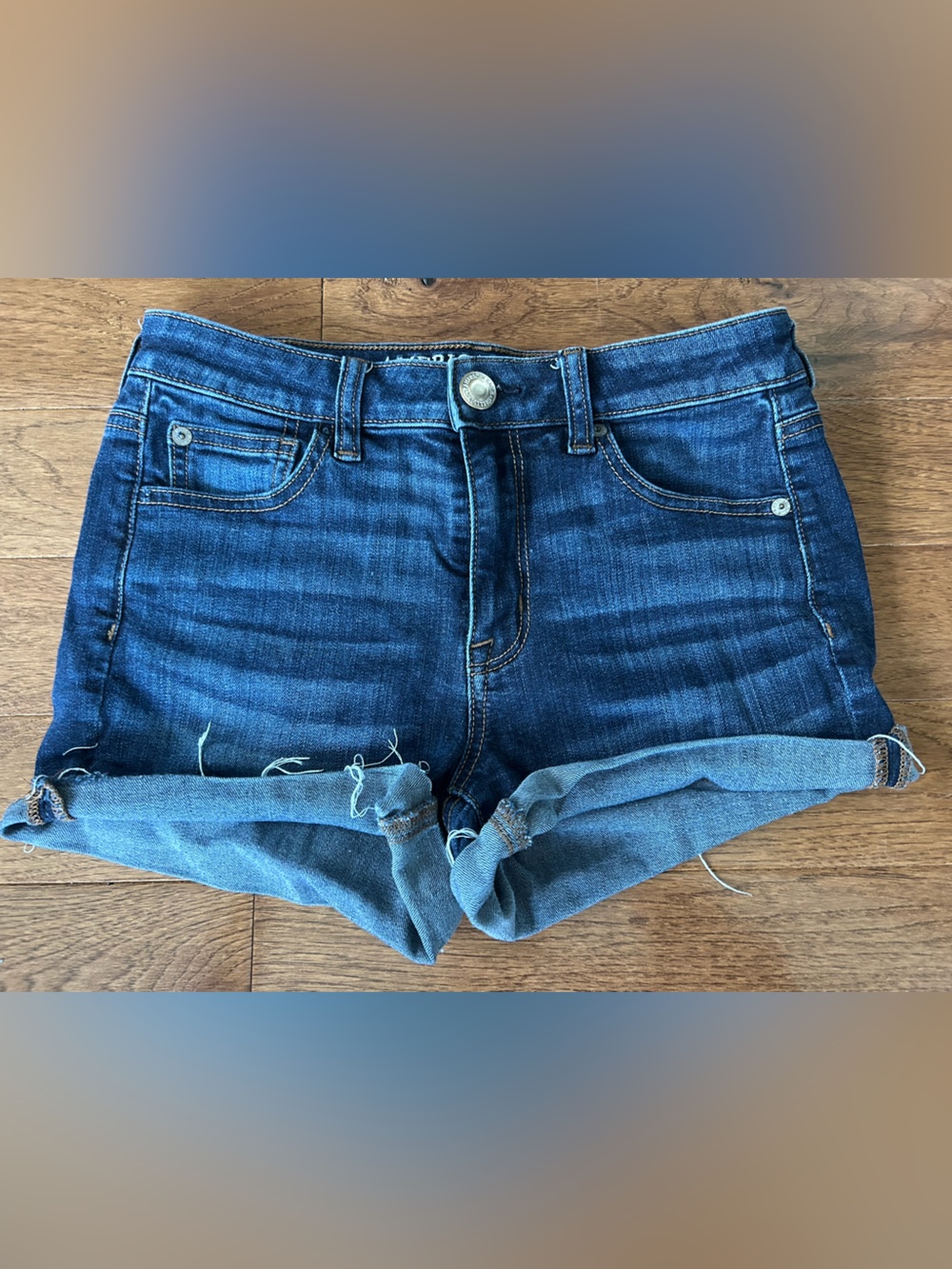 American Eagle Outfitters Blue Rolled-Hem Denim Shorts